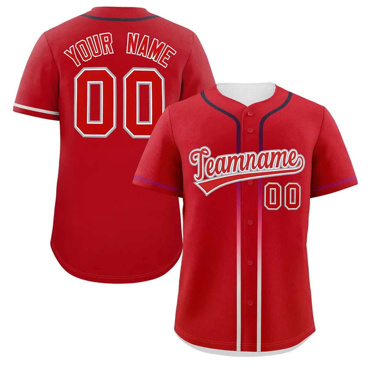 Red Gradient Ribbed Authentic Baseball Jersey