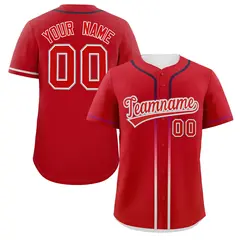 Red Gradient Ribbed Authentic Baseball Jersey 1