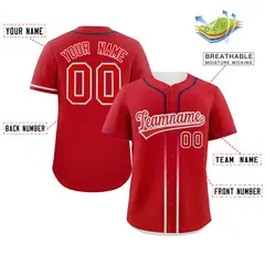 Red Gradient Ribbed Authentic Baseball Jersey 2
