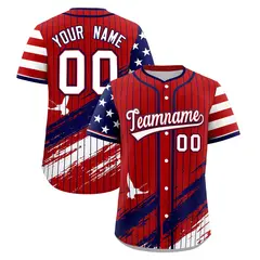 Red Graffiti Pattern Independence Day Baseball Jersey 1