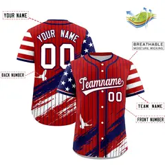 Red Graffiti Pattern Independence Day Baseball Jersey 2