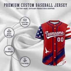 Red Graffiti Pattern Independence Day Baseball Jersey 3