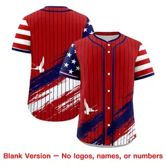 Red Graffiti Pattern Independence Day Baseball Jersey 8