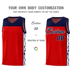 Red Graffiti Side Pattern Basketball Jersey 3