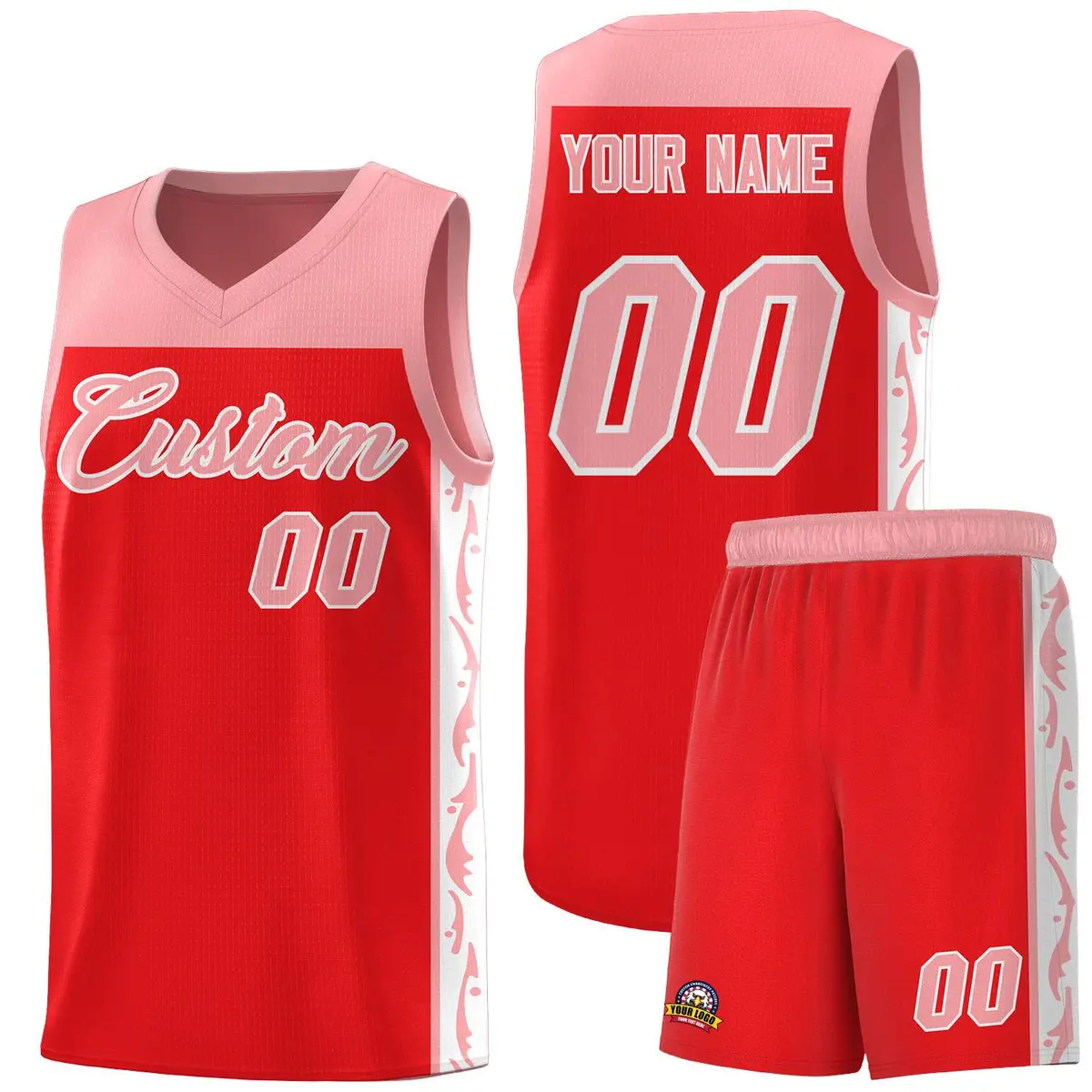 Red Graffiti Side Pattern Basketball Jersey