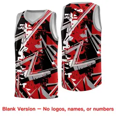 Red Gray Abstract Graffiti Uniform Basketball Jersey 6