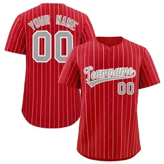 Red Gray and White Bi-Color Stripes Fashion Baseball Jersey 1