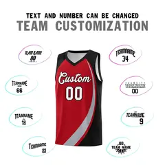 Red Gray-Black Color Block Sports Basketball Jersey 3