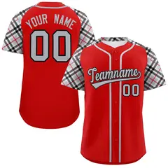 Red Gray-Black Raglan Sleeves Authentic Baseball Jersey