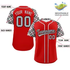 Red Gray-Black Raglan Sleeves Authentic Baseball Jersey 2