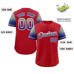 Red Gray Blue-White Stripe Gradient Baseball Jersey 2