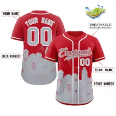 Red Gray Cincinnati City Nightscape Baseball Jersey 2