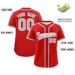 Red Gray Classic Authentic Baseball Jersey 2