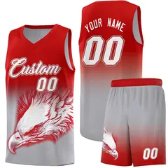 Red Gray Eagle Graffiti Pattern Basketball Jersey