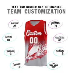 Red Gray Eagle Graffiti Pattern Basketball Jersey 2