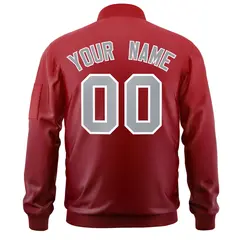 Red Gray Gradient Fashion Varsity Letterman Bomber Jacket 4