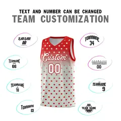 Red Gray Gradient Star Pattern Basketball Jersey Sets 4
