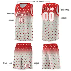 Red Gray Gradient Star Pattern Basketball Jersey Sets 5