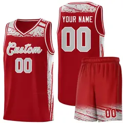 Red Gray Graffiti Pattern Basketball Jersey Sports Uniform
