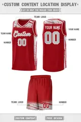 Red Gray Graffiti Pattern Basketball Jersey Sports Uniform 2
