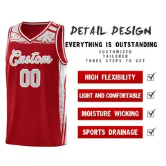 Red Gray Graffiti Pattern Basketball Jersey Sports Uniform 4