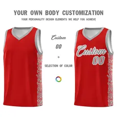 Red Gray Indians Pattern Basketball Uniform Jersey 3