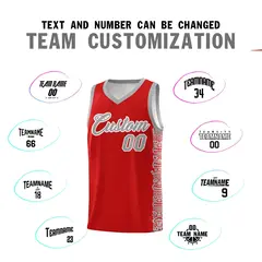Red Gray Indians Pattern Basketball Uniform Jersey 4