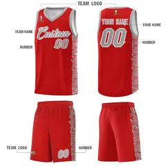 Red Gray Indians Pattern Basketball Uniform Jersey 5