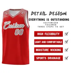 Red Gray Indians Print Basketball Jersey Sports Uniform 2