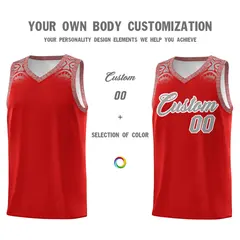 Red Gray Indians Print Basketball Jersey Sports Uniform 3