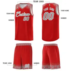 Red Gray Indians Print Basketball Jersey Sports Uniform 5