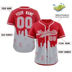 Red Gray Los Angeles City Nightscape Baseball Jersey 2