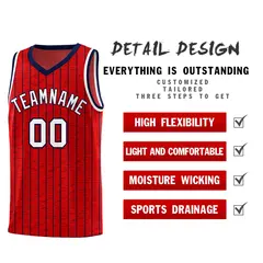 Red Gray Pinstripe Retro Sets Uniform Basketball Jersey 2