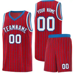 Red Gray Pinstripe Retro Sets Uniform Basketball Jersey