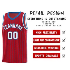 Red Gray Pinstripe Retro Sets Uniform Basketball Jersey 2