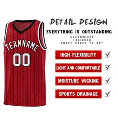 Red Gray Pinstripe Retro Sets Uniform Basketball Jersey 2