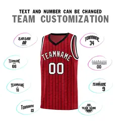Red Gray Pinstripe Retro Sets Uniform Basketball Jersey 4