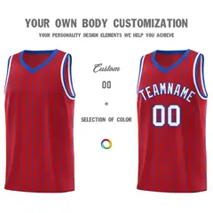 Red Gray Pinstripe Retro Sets Uniform Basketball Jersey 3