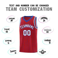 Red Gray Pinstripe Retro Sets Uniform Basketball Jersey 4