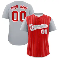 Red Gray Pinstripe Two-Tone Authentic Baseball Jersey 1