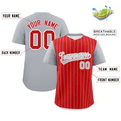 Red Gray Pinstripe Two-Tone Authentic Baseball Jersey 2
