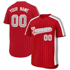 Red Gray Pinstripe Two-tone Side Authentic Baseball Jersey 1