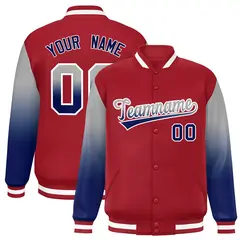 Red Gray-Royal Gradient Varsity Full-Snap Raglan Baseball Jacket 1