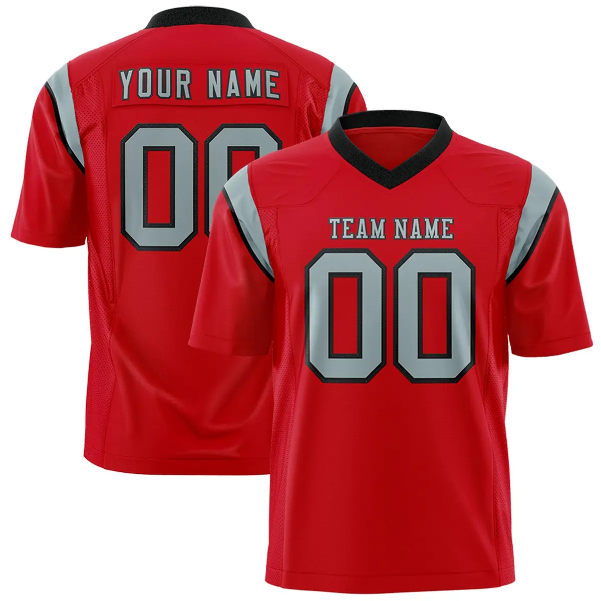 Red Gray Shoulder Cut Two-Tone Flag Football Jersey