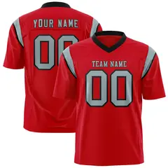 Red Gray Shoulder Cut Two-Tone Flag Football Jersey 1