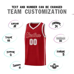 Red Gray Side Two Bars Basketball Uniform Jersey 4