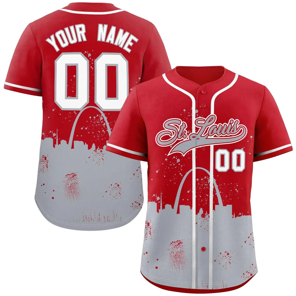 Red Gray St. Louis City Nightscape Authentic Baseball Jersey