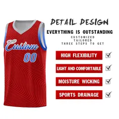 Red Gray Wave Pattern Basketball Uniform Jersey 2