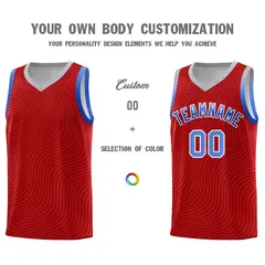 Red Gray Wave Pattern Basketball Uniform Jersey 3