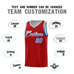 Red Gray Wave Pattern Basketball Uniform Jersey 4